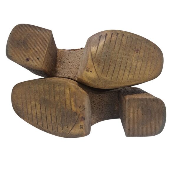 Vintage Zara Y2K Boho Chunky Platform Suede Block Heel Ankle Boots Size 39 Brown - Picture 4 of 16